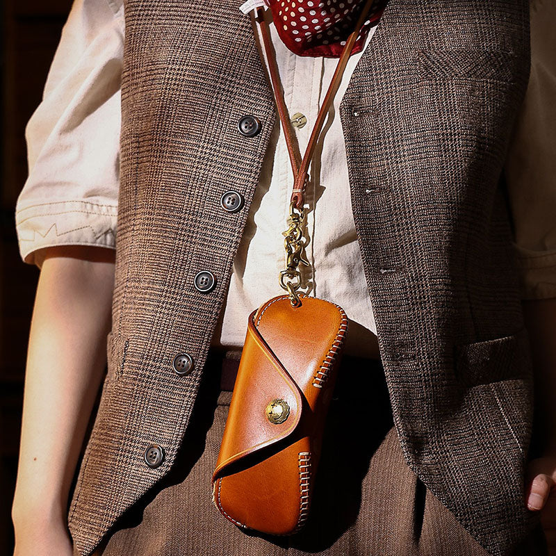 Retro Handmade Leather Glasses Case