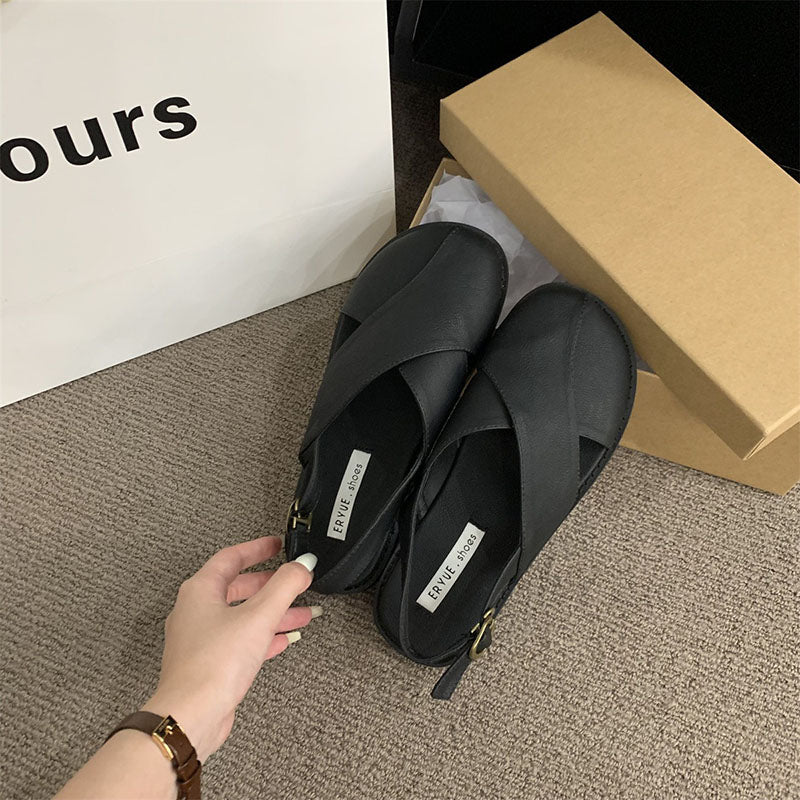 Summer New French Retro Casual Flat Roman Sandals