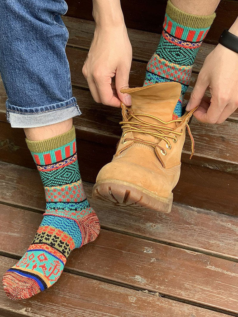 Men's Retro Ethnic Style Wool Socks(5 Pairs 5 color)