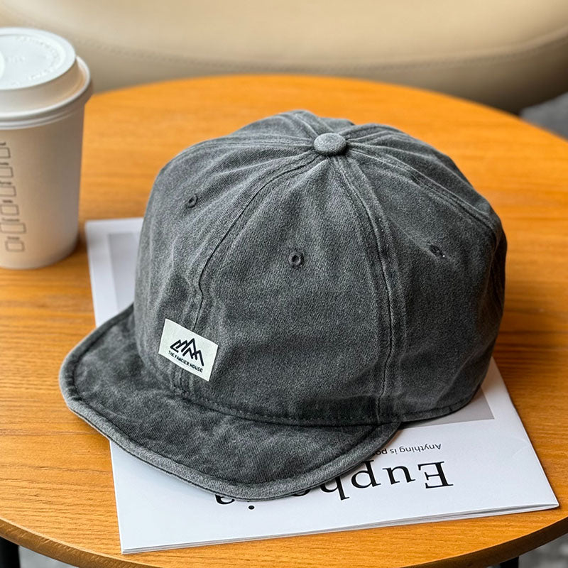 Retro Washed Cotton Flip Hat Packable Short Brim Baseball Cap
