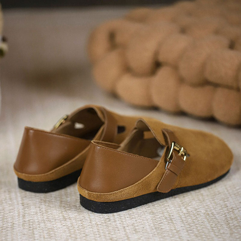 Retro Leather Large Size Flat and Soft Soles Casual Shoes