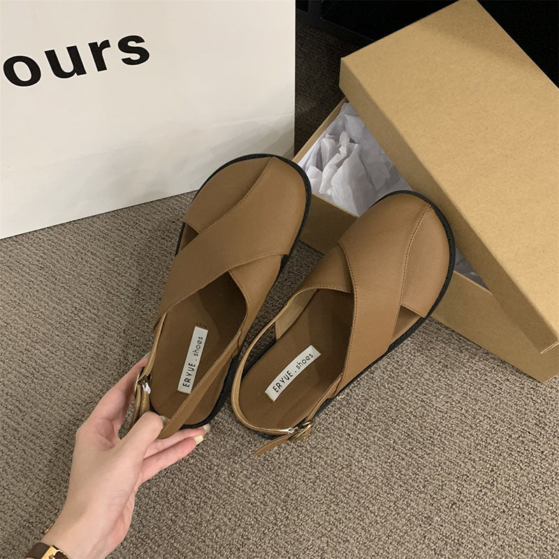 Summer New French Retro Casual Flat Roman Sandals