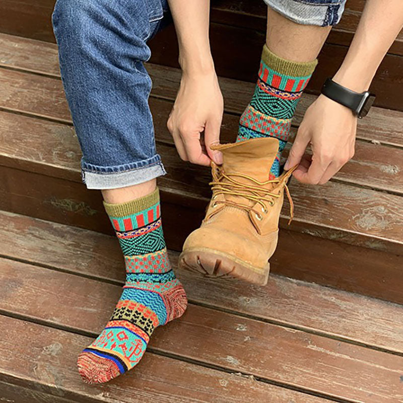 Men's Retro Ethnic Style Wool Socks(5 Pairs 5 color)
