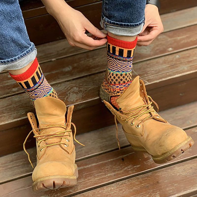 Men's Retro Ethnic Style Wool Socks(5 Pairs 5 color)