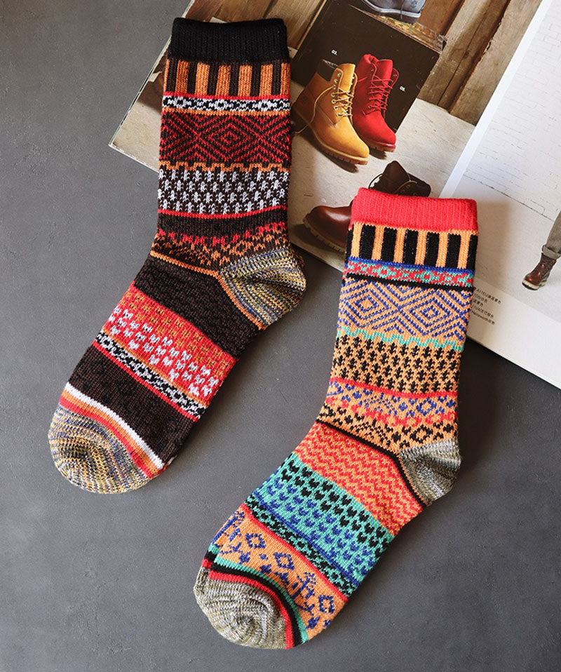 Men's Retro Ethnic Style Wool Socks(5 Pairs 5 color)