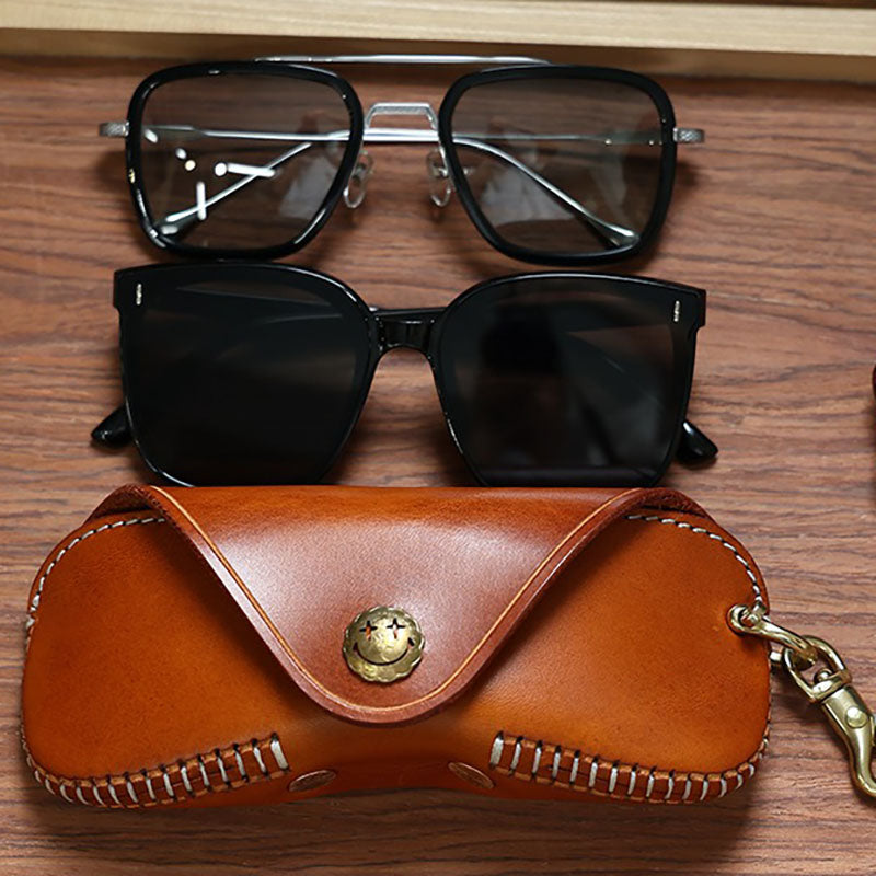 Retro Handmade Leather Glasses Case