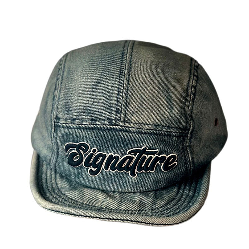 Retro Summer Short Brim Flip Hat Denim Baseball Cap