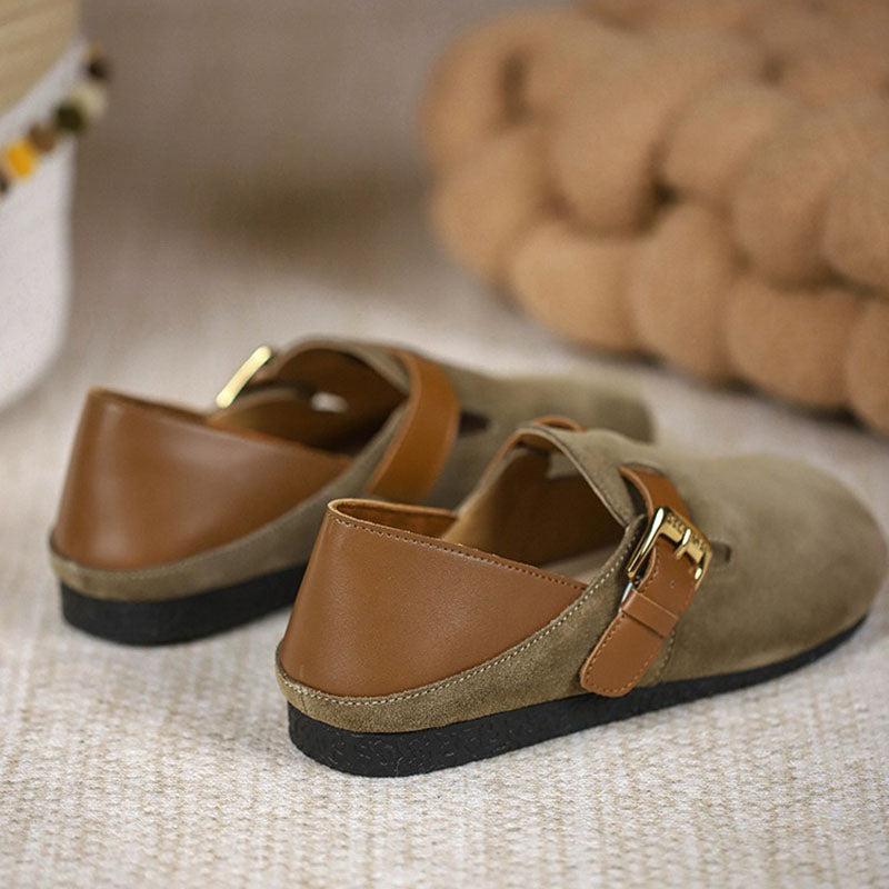 Retro Leather Large Size Flat and Soft Soles Casual Shoes