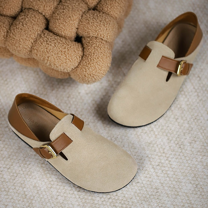 Retro Leather Large Size Flat and Soft Soles Casual Shoes