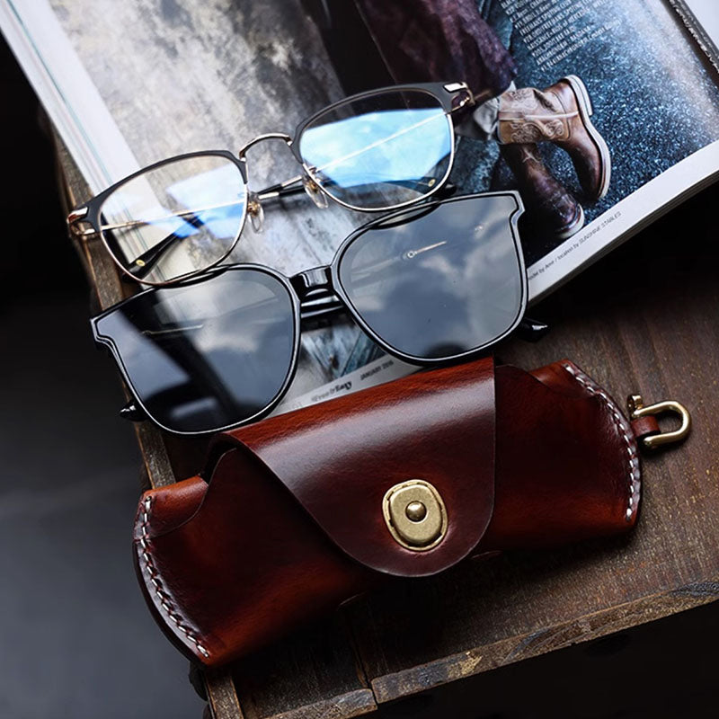 Retro Tanned Leather Glasses Case