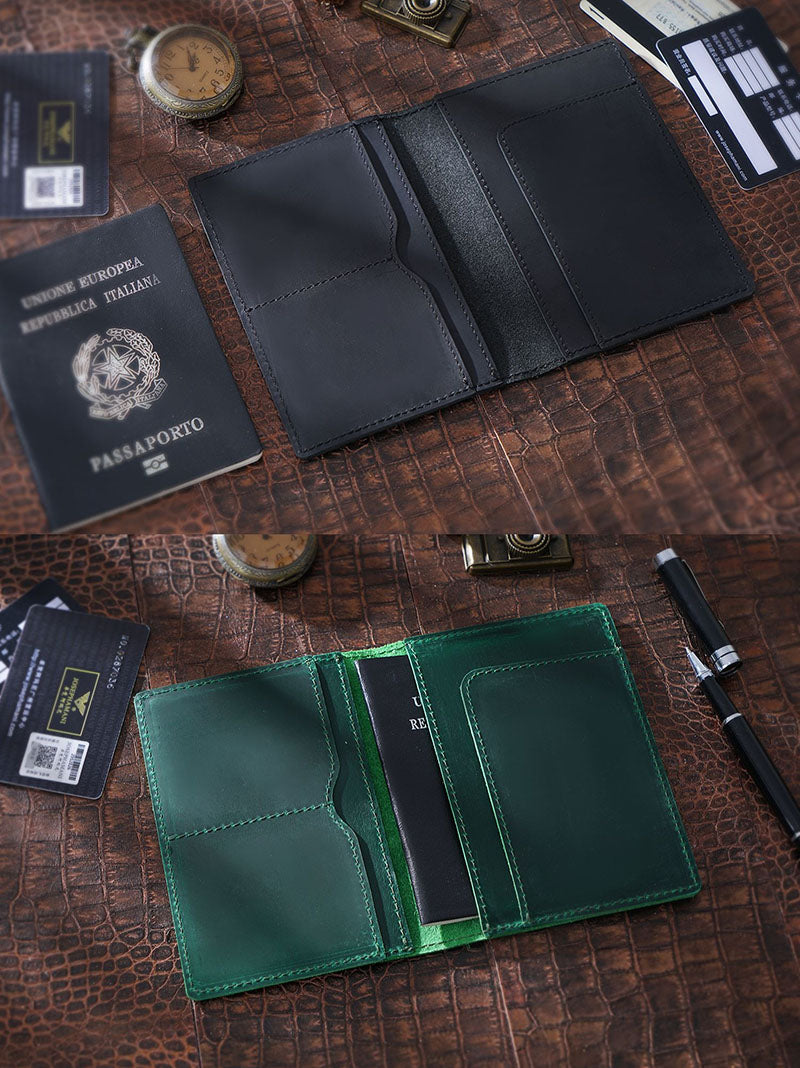 Retro Leather Handmade Passport Clip Ticket Protection Multi-function Card Holder Wallet