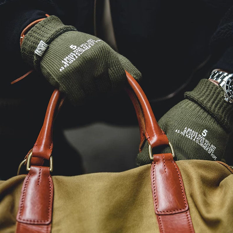 Retro Knitted Print Riding Gloves