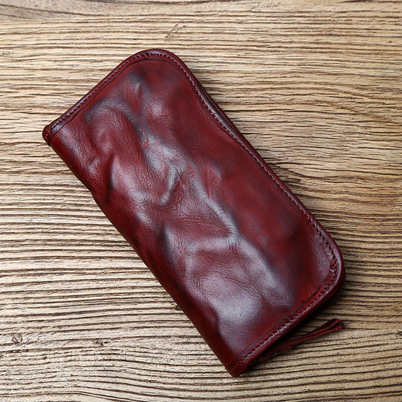 Retro Genuine Leather Long Purse Casual Handbag