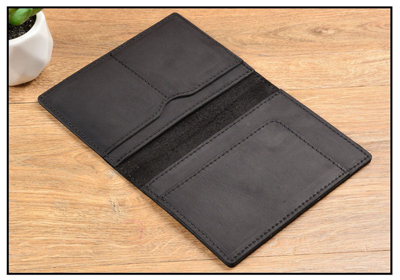Retro Leather Handmade Passport Clip Ticket Protection Multi-function Card Holder Wallet