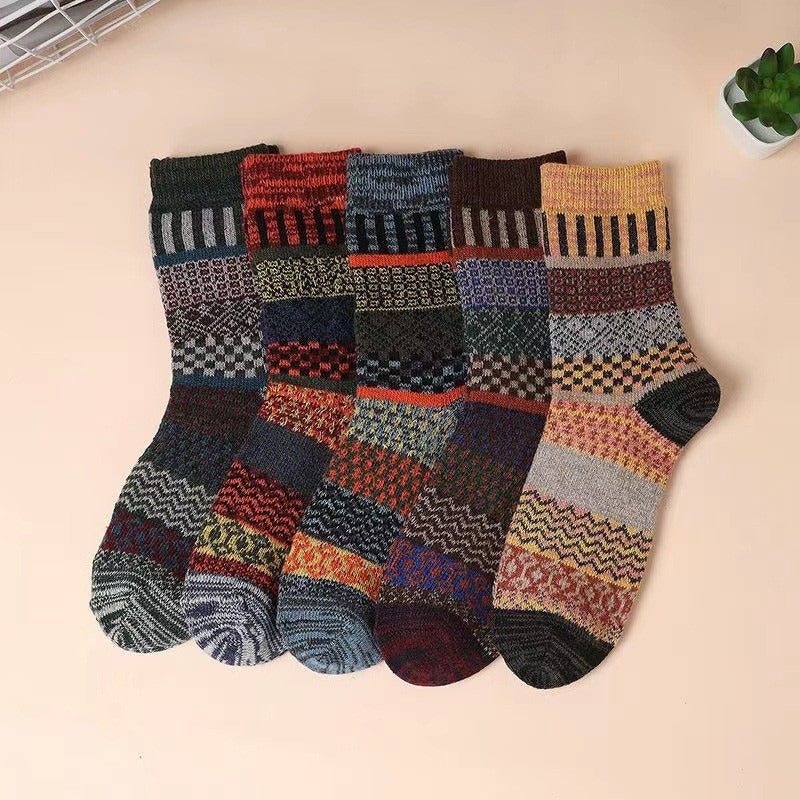 Men's Retro Ethnic Style Wool Socks（5 Pairs)
