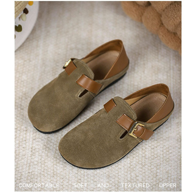 Retro Leather Large Size Flat and Soft Soles Casual Shoes