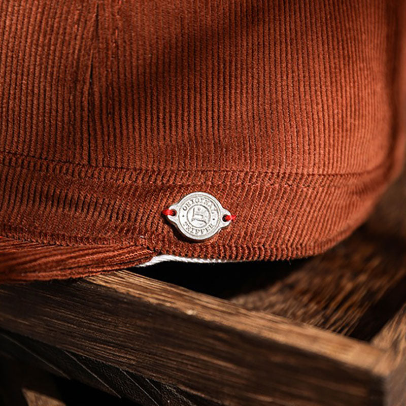 Retro Corduroy Short Brimmed Hat Work Hat