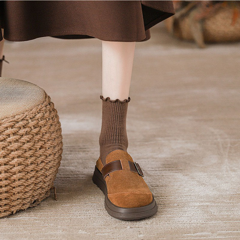 Retro Leather Thick Soles Casual Loafer Shoes