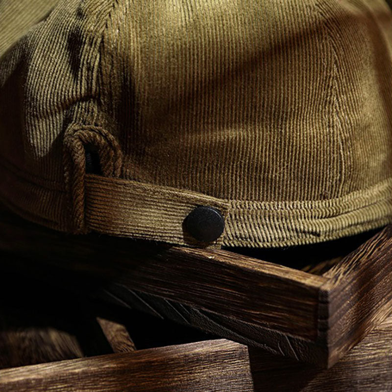 Retro Corduroy Short Brimmed Hat Work Hat