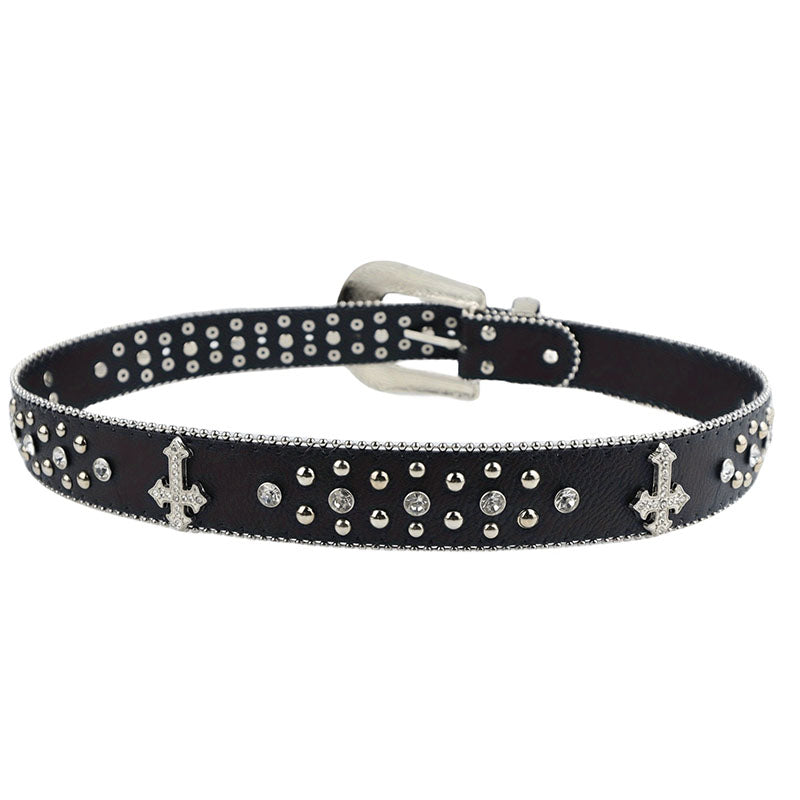 Punk Pin Buckle Imitation Diamond Inlaid Belt