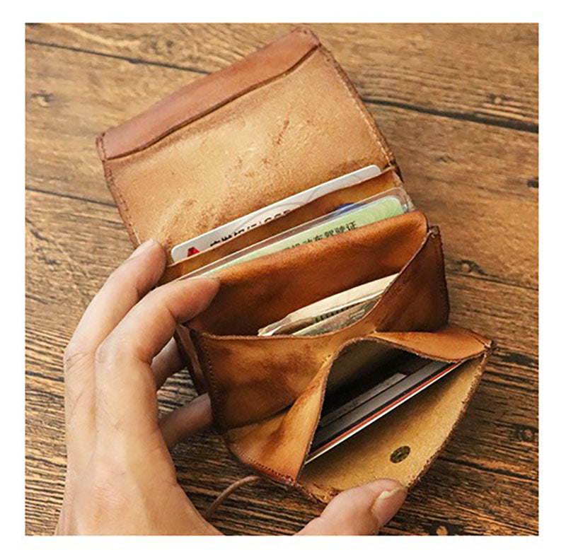 Retro Classic Leather Short Wallet Coins Purse Card Holder