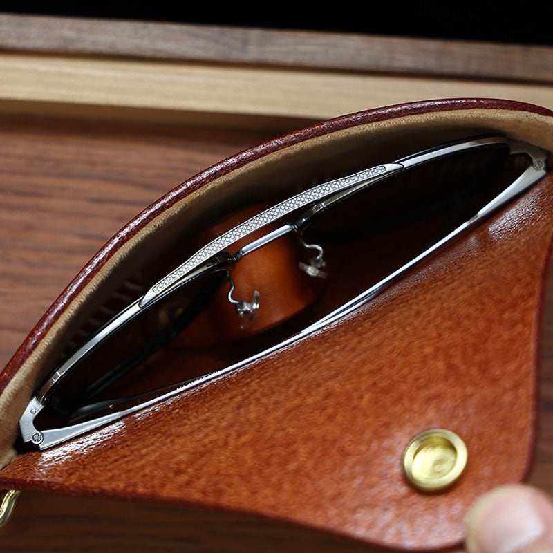 Retro Handmade Leather Glasses Case