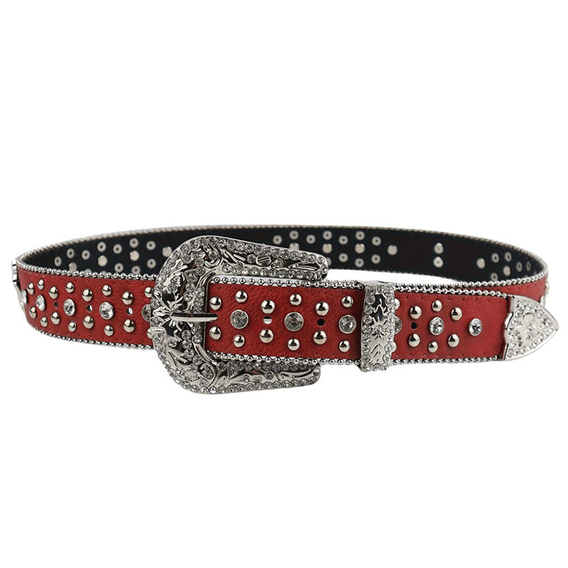 Punk Pin Buckle Imitation Diamond Inlaid Belt