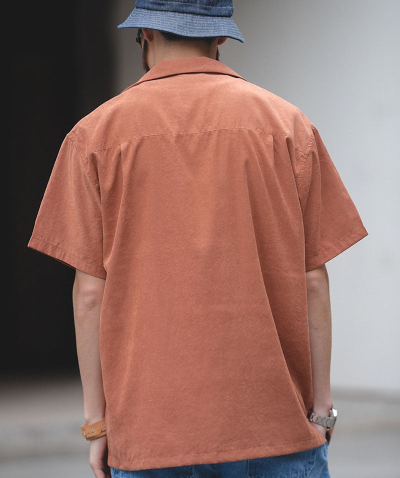 Retro Casual Cuban Collar Short-sleeved Shirt V-neck Men's Shirt Man
