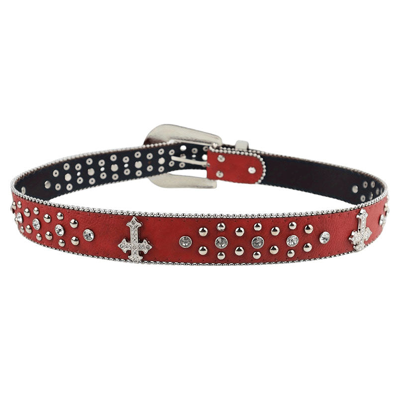 Punk Pin Buckle Imitation Diamond Inlaid Belt