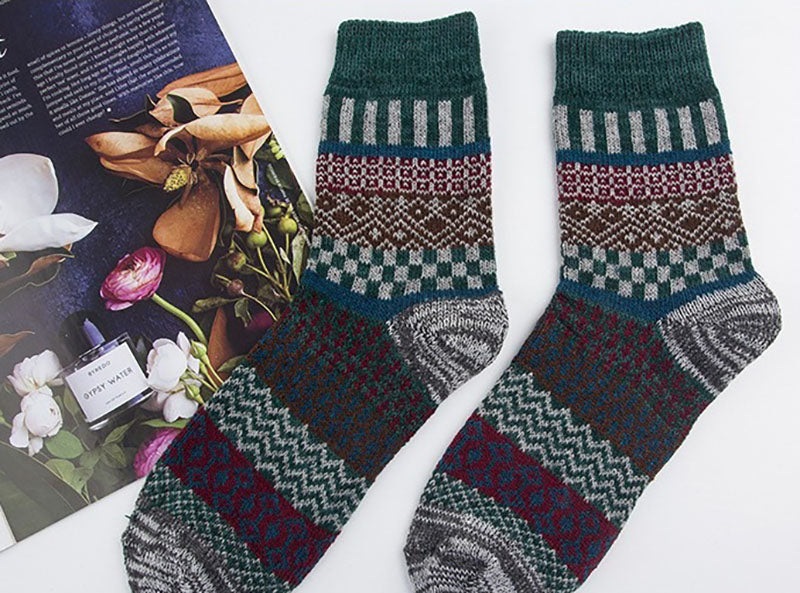 Men's Retro Ethnic Style Wool Socks（5 Pairs)