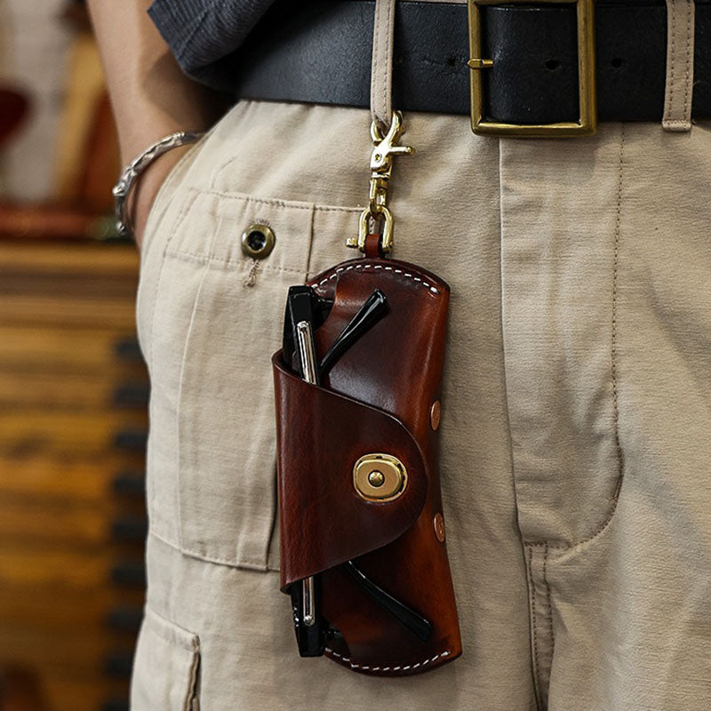 Retro Tanned Leather Glasses Case