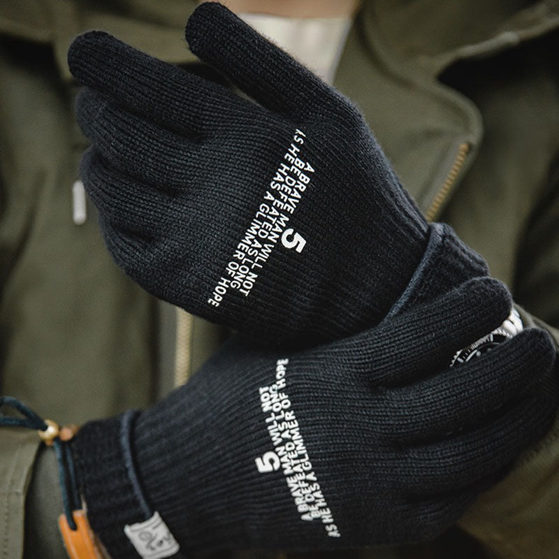Retro Knitted Print Riding Gloves