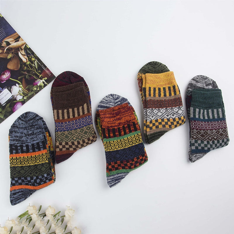 Men's Retro Ethnic Style Wool Socks（5 Pairs)