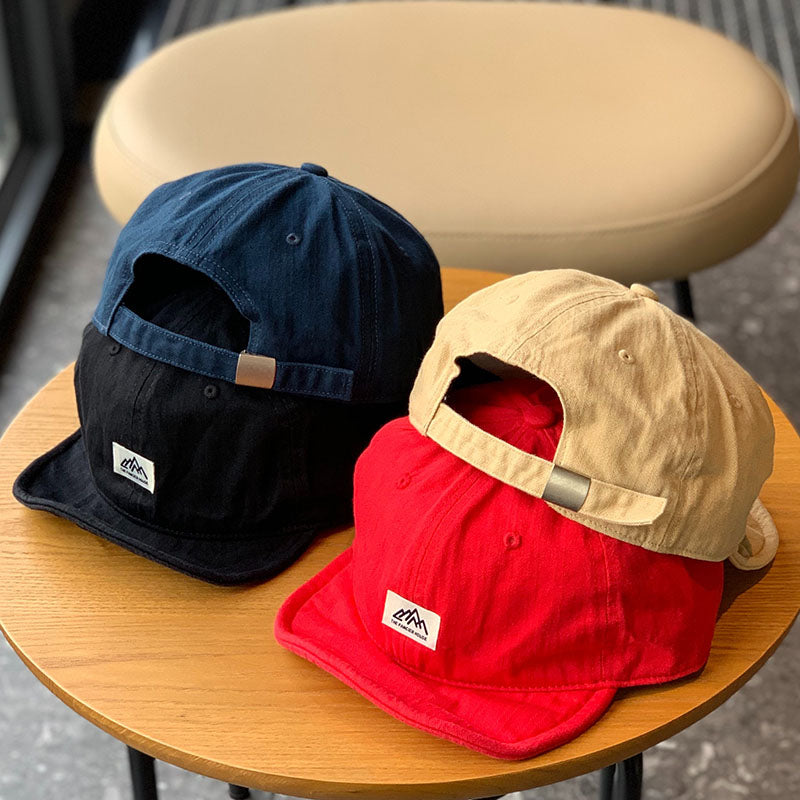 Retro Washed Cotton Flip Hat Packable Short Brim Baseball Cap