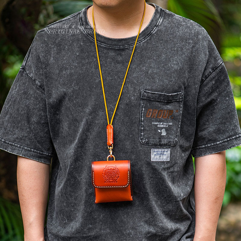 Retro Handmade Tanned Leather Portable Buckle Bag