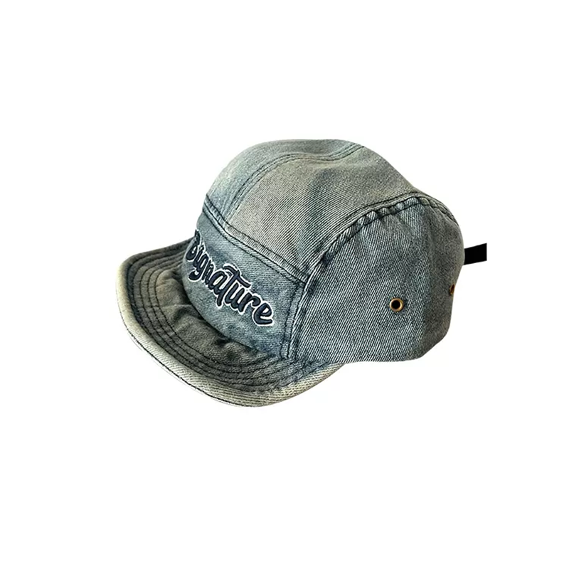 Retro Summer Short Brim Flip Hat Denim Baseball Cap