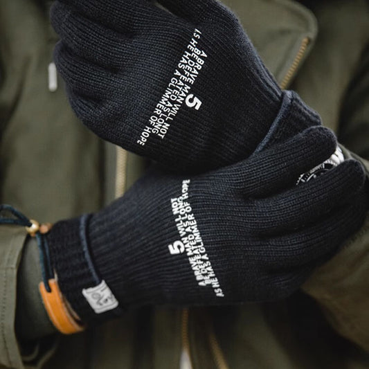 Retro Knitted Print Riding Gloves