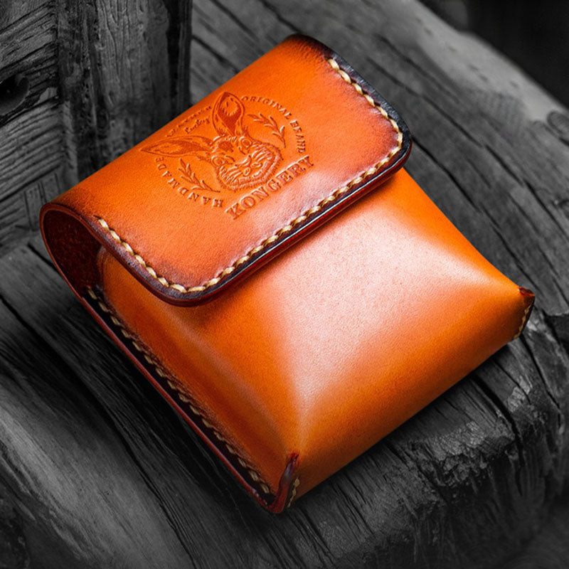 Retro Handmade Tanned Leather Portable Buckle Bag