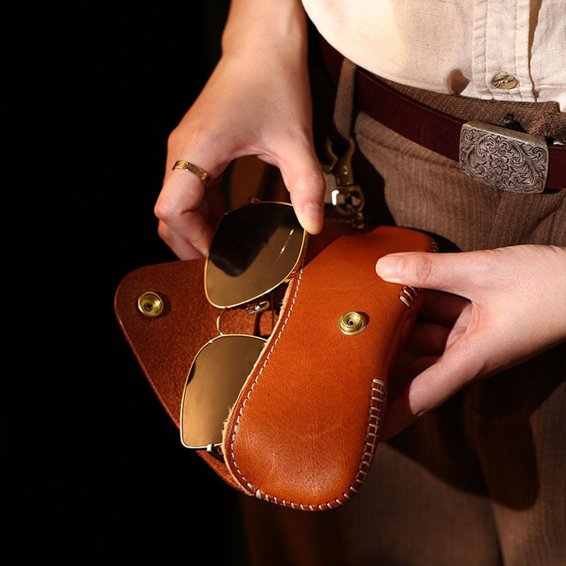 Retro Handmade Leather Glasses Case