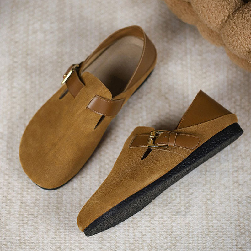 Retro Leather Large Size Flat and Soft Soles Casual Shoes