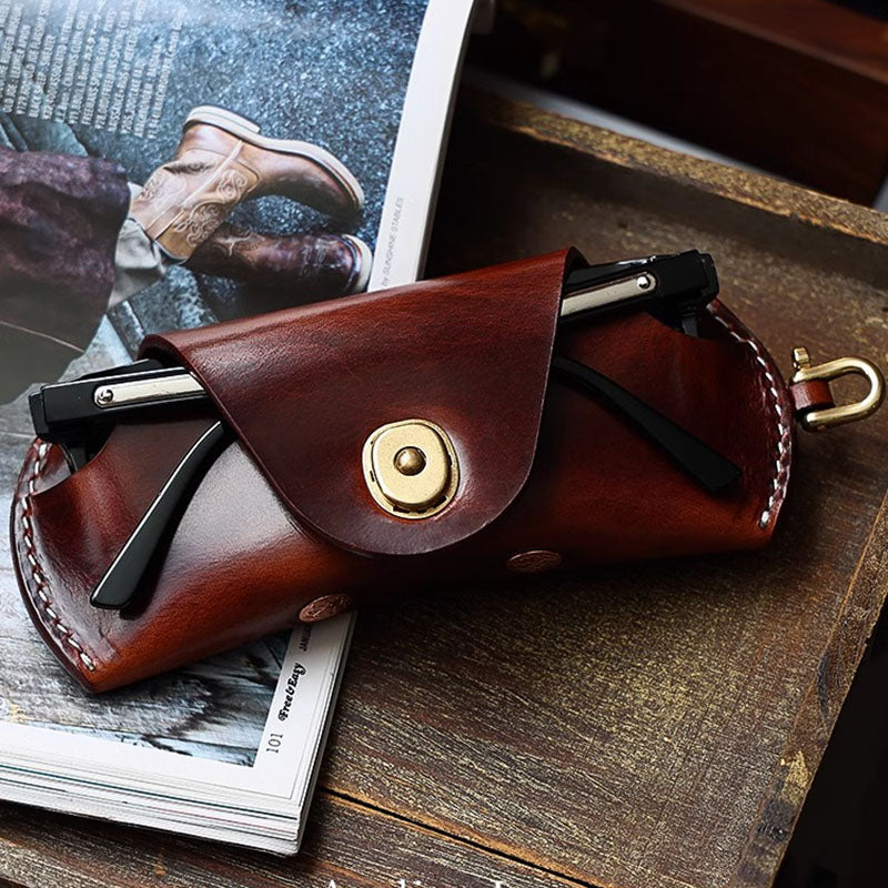 Retro Tanned Leather Glasses Case