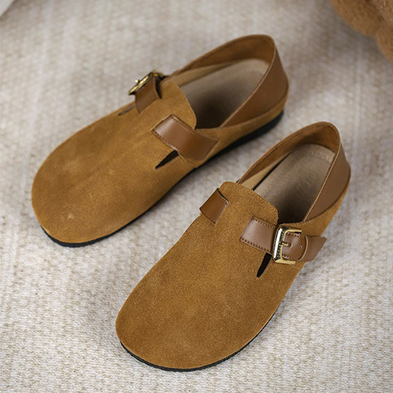 Retro Leather Large Size Flat and Soft Soles Casual Shoes