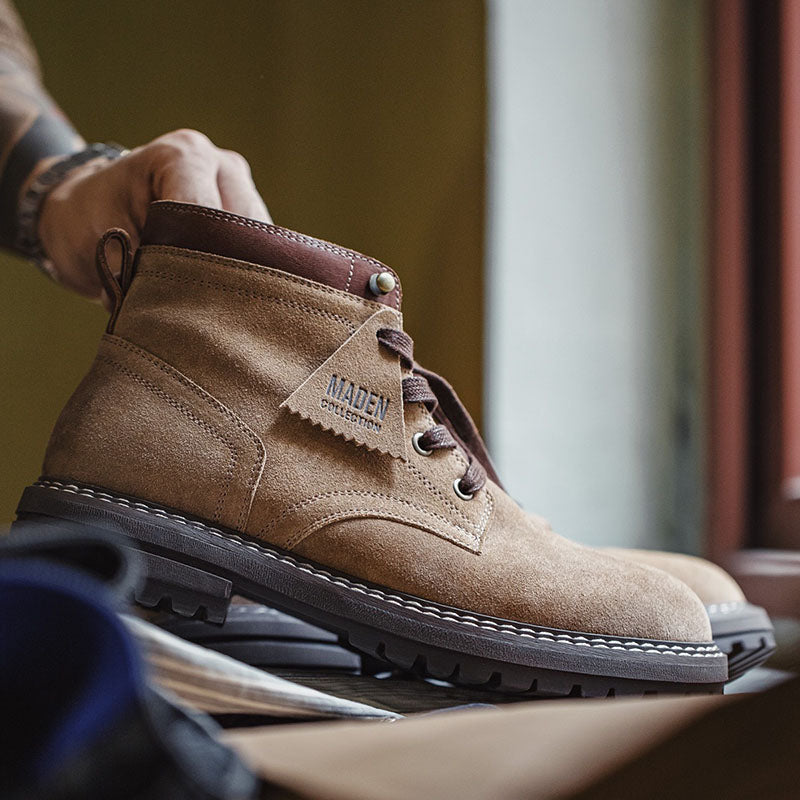 Retro Genuine Leather Middle Cut Martin Boots