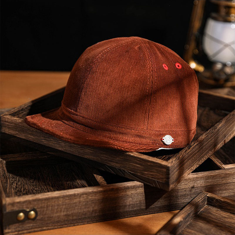 Retro Corduroy Short Brimmed Hat Work Hat
