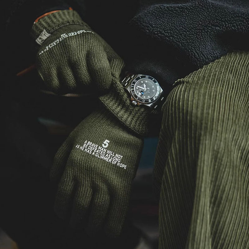 Retro Knitted Print Riding Gloves