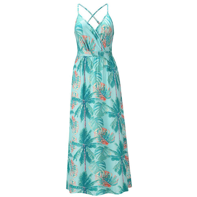 Spring and Summer New Style Dress Bohemian Flower Sling Dress