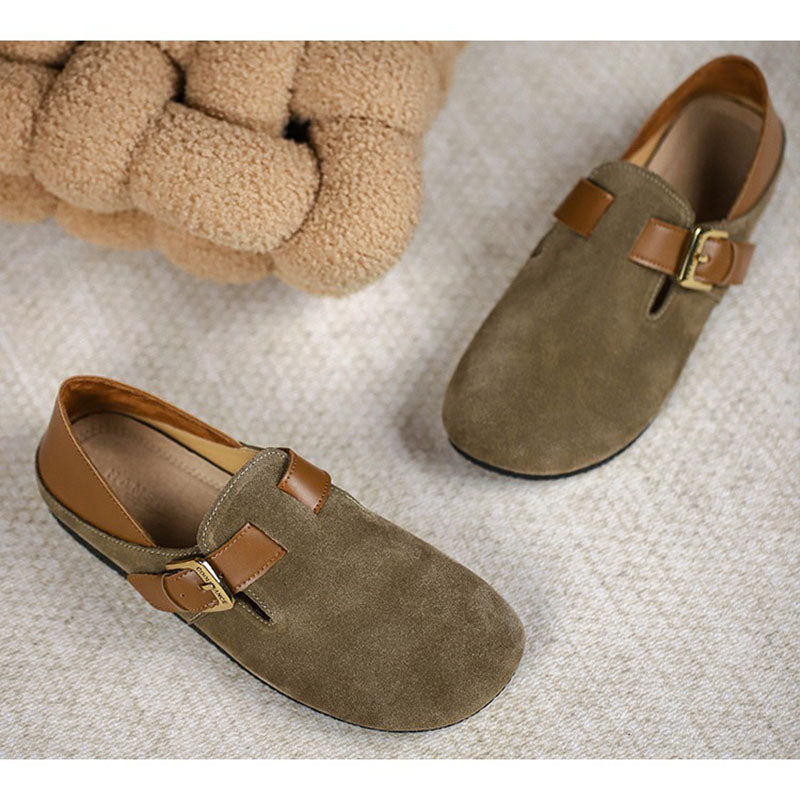 Retro Leather Large Size Flat and Soft Soles Casual Shoes