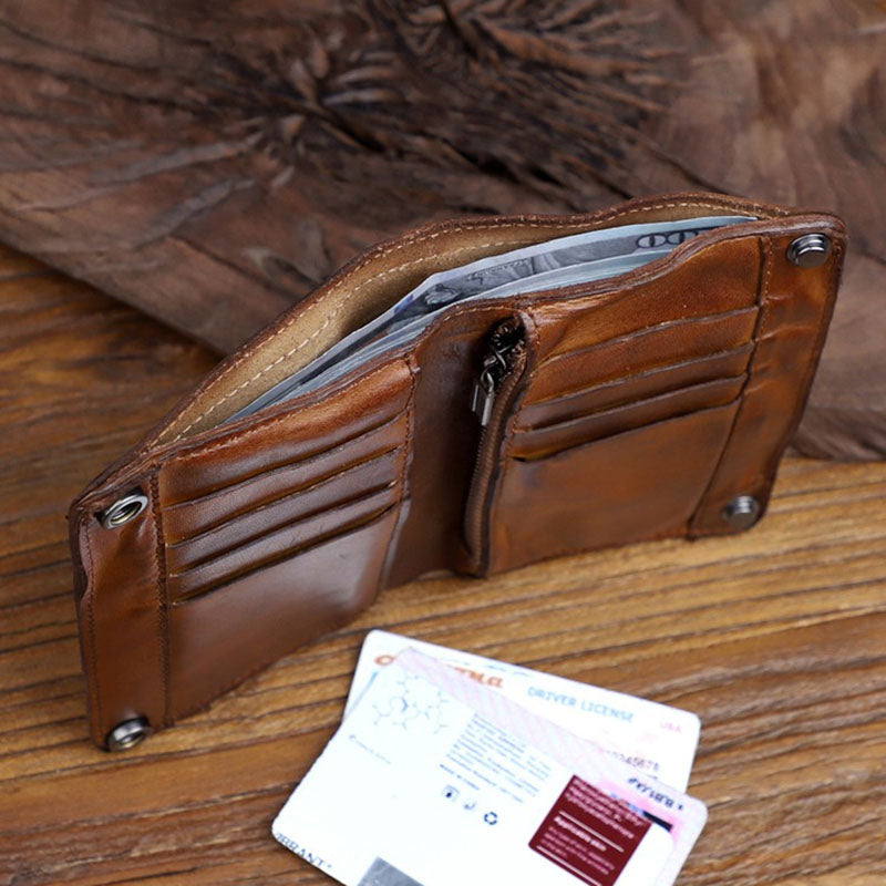 Retro Handmade Genuine Leather Wallet Multi Card Slots Card Holder