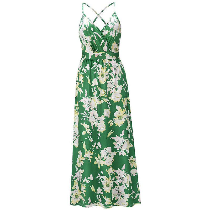 Spring and Summer New Style Dress Bohemian Flower Sling Dress
