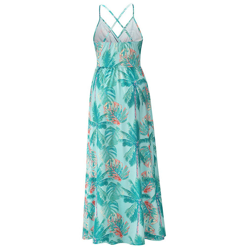 Spring and Summer New Style Dress Bohemian Flower Sling Dress